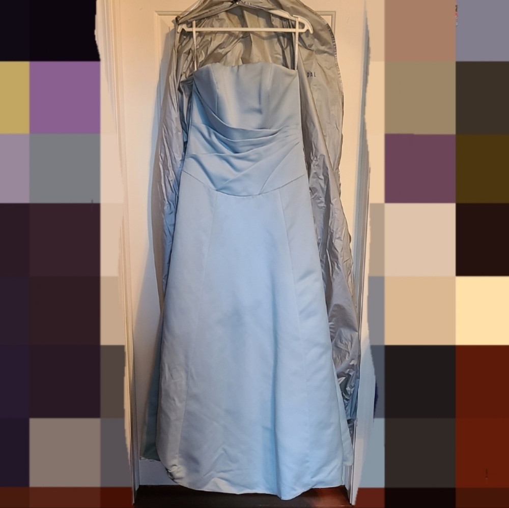 Bridesmaid dress, size 6 with alterations to the sides, light blue